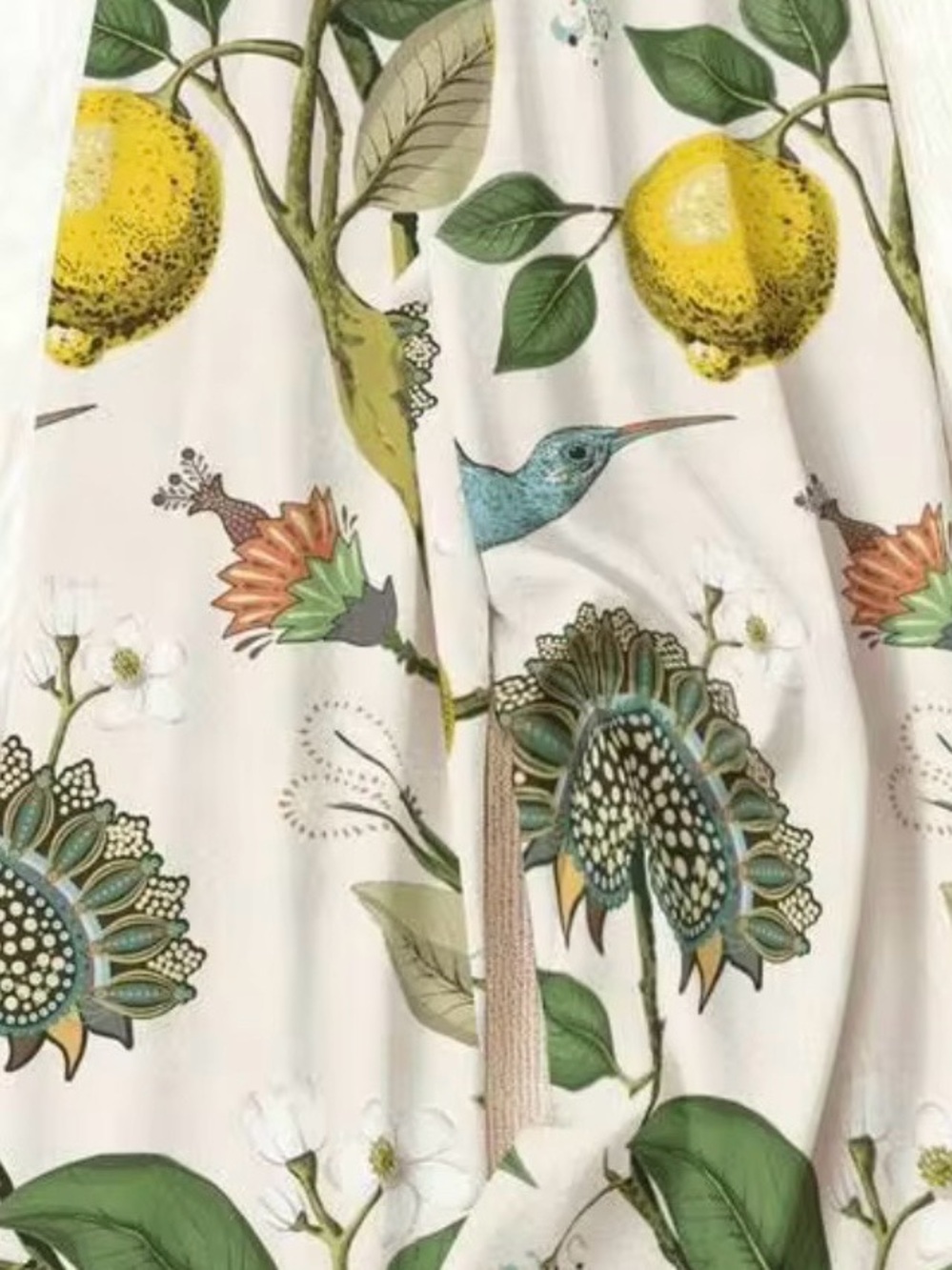 SHEIN Cream Wide Leg Pants with Lemon & Floral Print